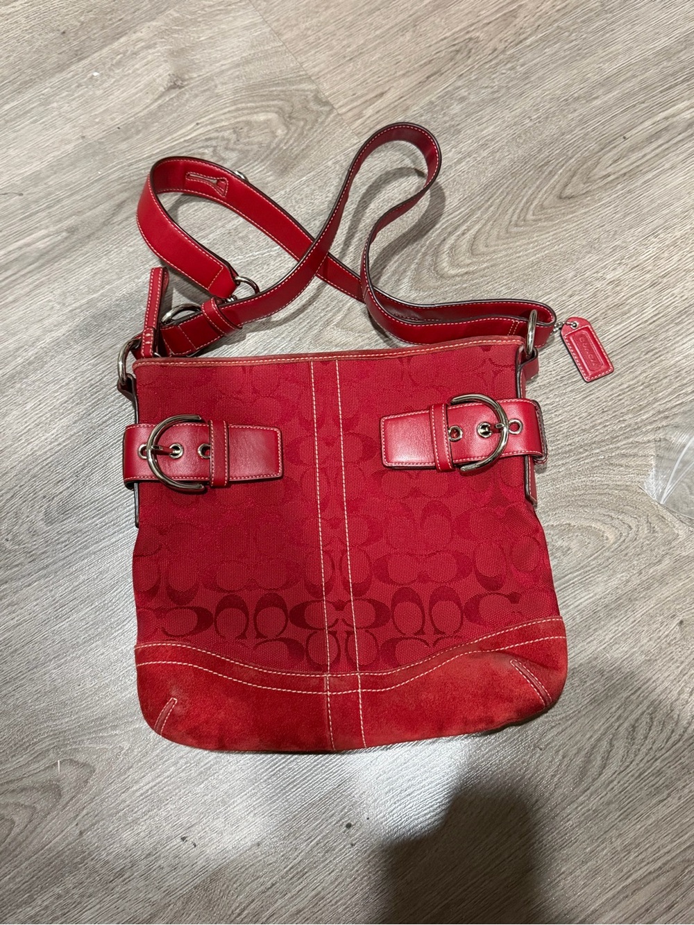 Coach Red Signature Buckle Crossbody Bag